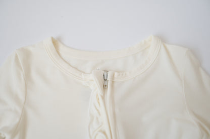 Ruffle Zip | Cloud Dancer